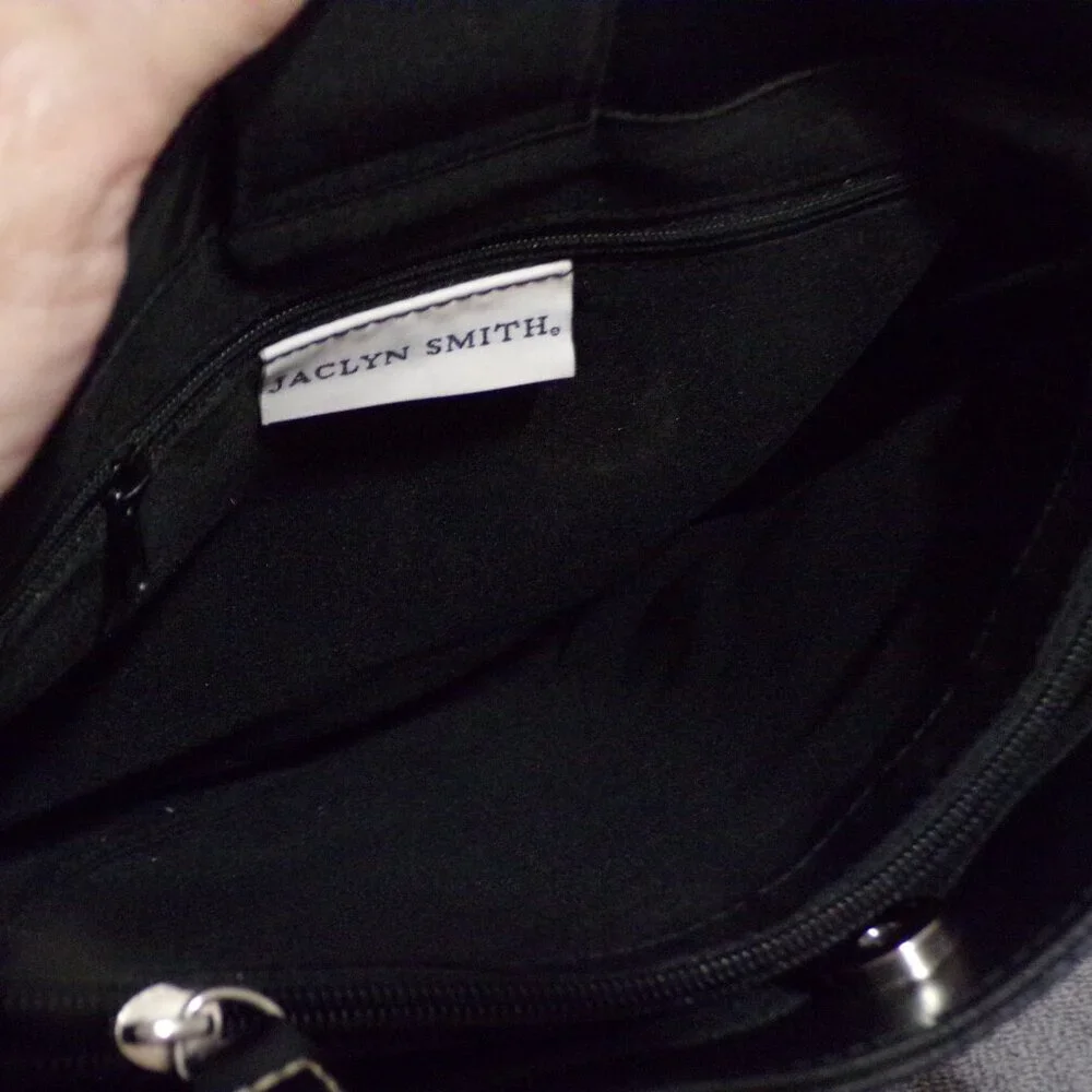 Jaclyn Smith Black Hobo Silver‎ Accents Handbag